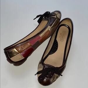 Coach Jasmine Patchwork Ballet Flats - 7 Brown